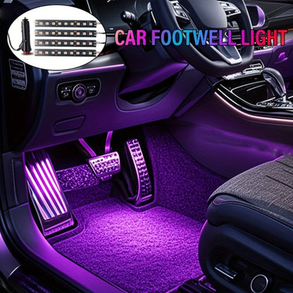 Car Interior Footwell Light Kit with Four Pictured Bars, App and Remote Control, Music-Responsive Color Modes