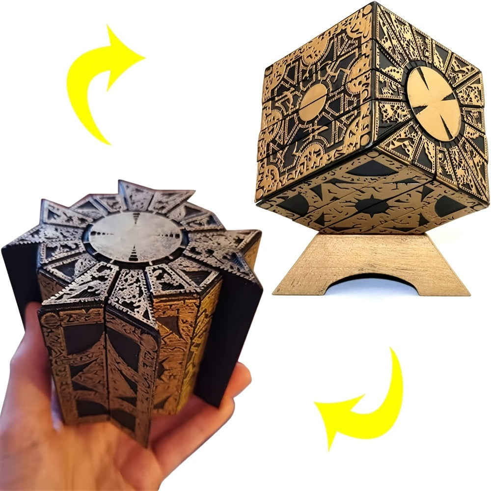 Lament Configuration Puzzle Box Cube, Functional Detachable Deformation Lock Box with Display Base