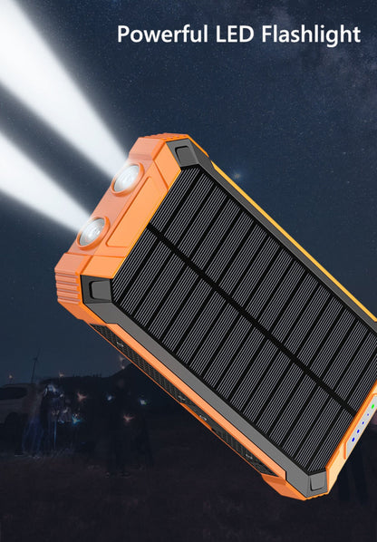 Power Bank Solar 28800mAh or 42800mAh with Wireless Charging, Four Cables and Dual Flashlights