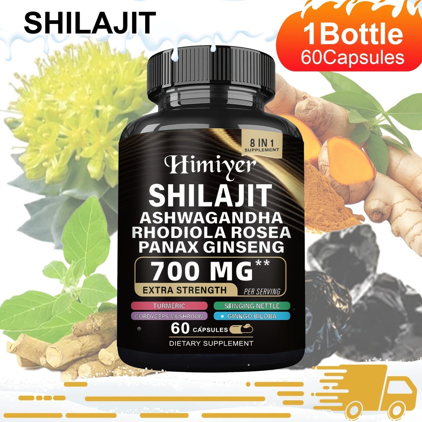 Sea Moss 7000mg & Shilajit Supplement Bundle, Black Seed Oil 4000mg, Ashwagandha 2000mg, Panax Ginseng 1500mg