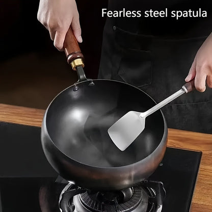 Cast Iron Wok 9.45 Inch Japanese Uncoated Iron Frying Pan Round Bottom Stir Fry Pan with Lid for Home Cooking, Dining and Outdoor Meals