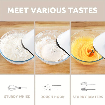 Electric Hand Mixer 6-Speed with Turbo, 5 Stainless Steel Attachments, Snap-On Storage Case, Handheld Mixer for Whipping