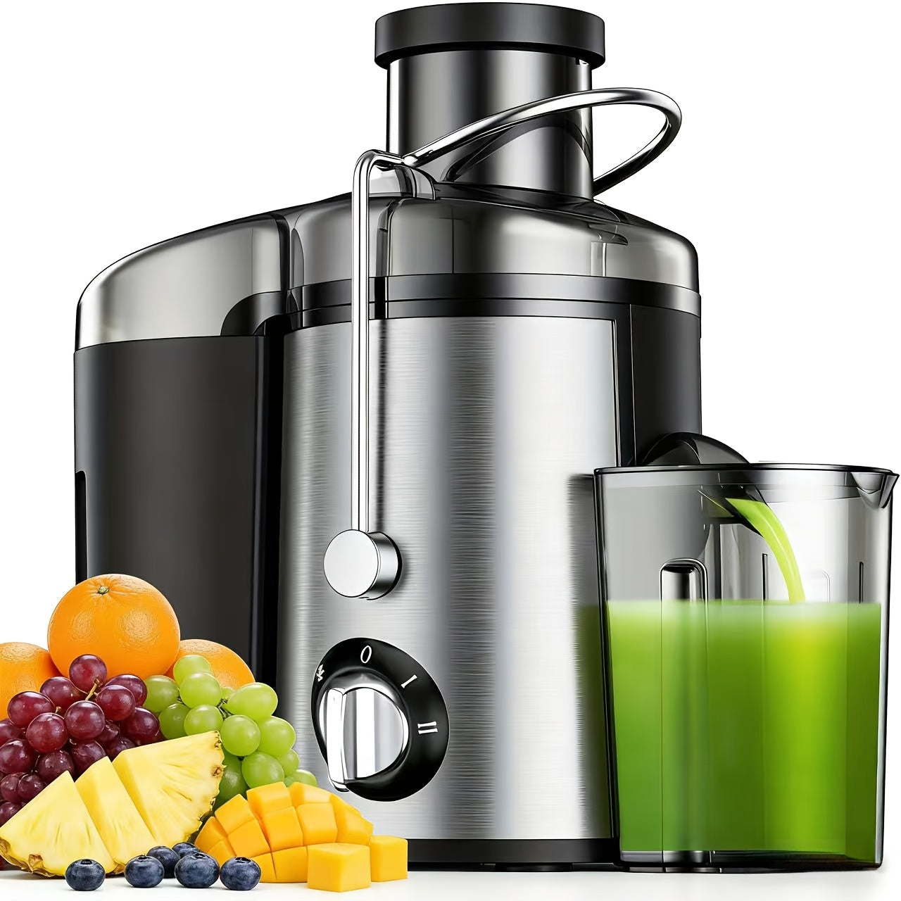 Compact Juicer for Fruits & Vegetables – Wide Opening for Easy Juice Extraction, BPA-Free, Dishwasher Safe, Easy to Clean