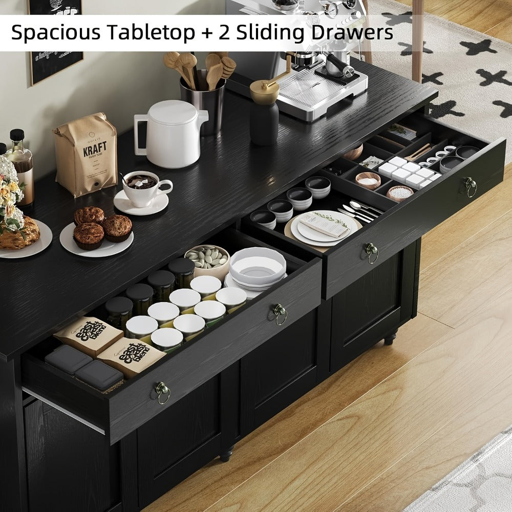 55-Inch Buffet Cabinet with Adjustable Shelves for Organized Everyday Storage in Entryway detail image - detail view 3