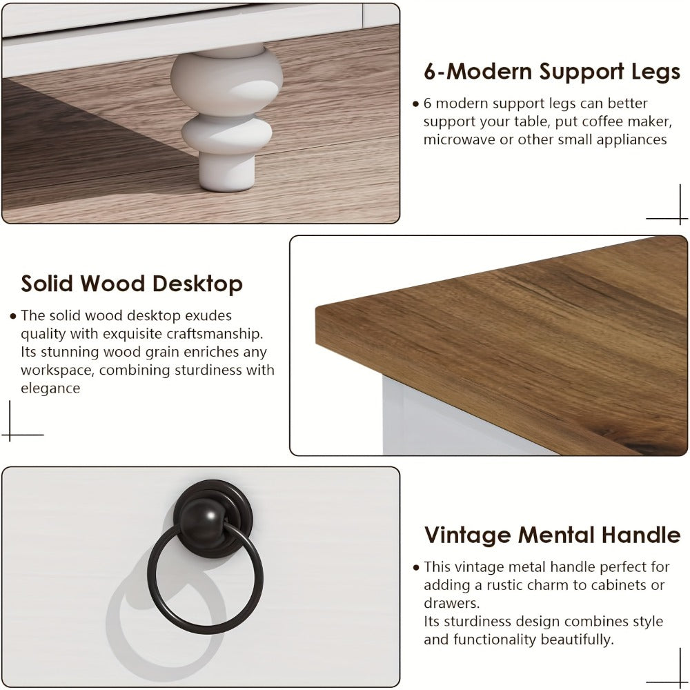 55-Inch Buffet Cabinet with Adjustable Shelves for Organized Everyday Storage in Entryway detail image - detail view 7