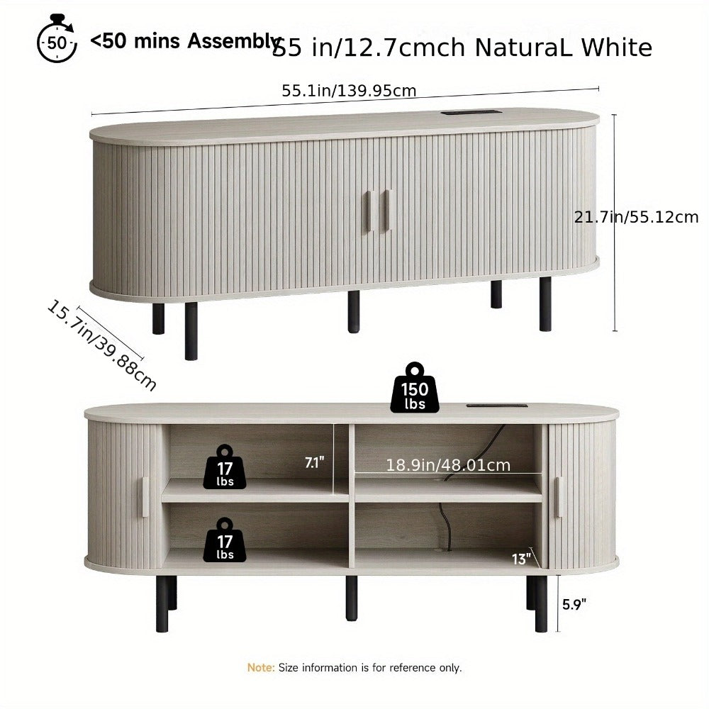 55-Inch TV Stand with Charging Station for Practical Everyday Home Use detail image - detail view 5