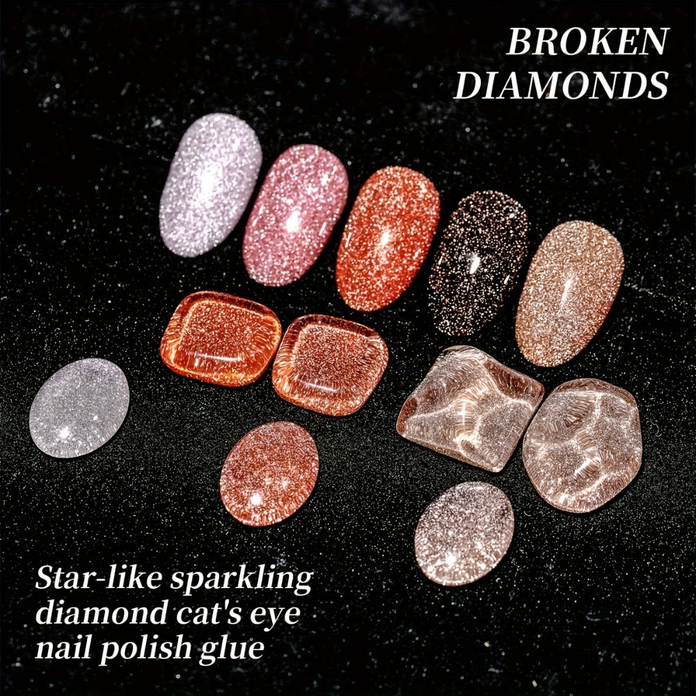 Gel Nail Polish 5-Color Pastel Diamond Glitter Set in Frame Bottles, Shades 140-144, with UV/LED Soak-Off Cure