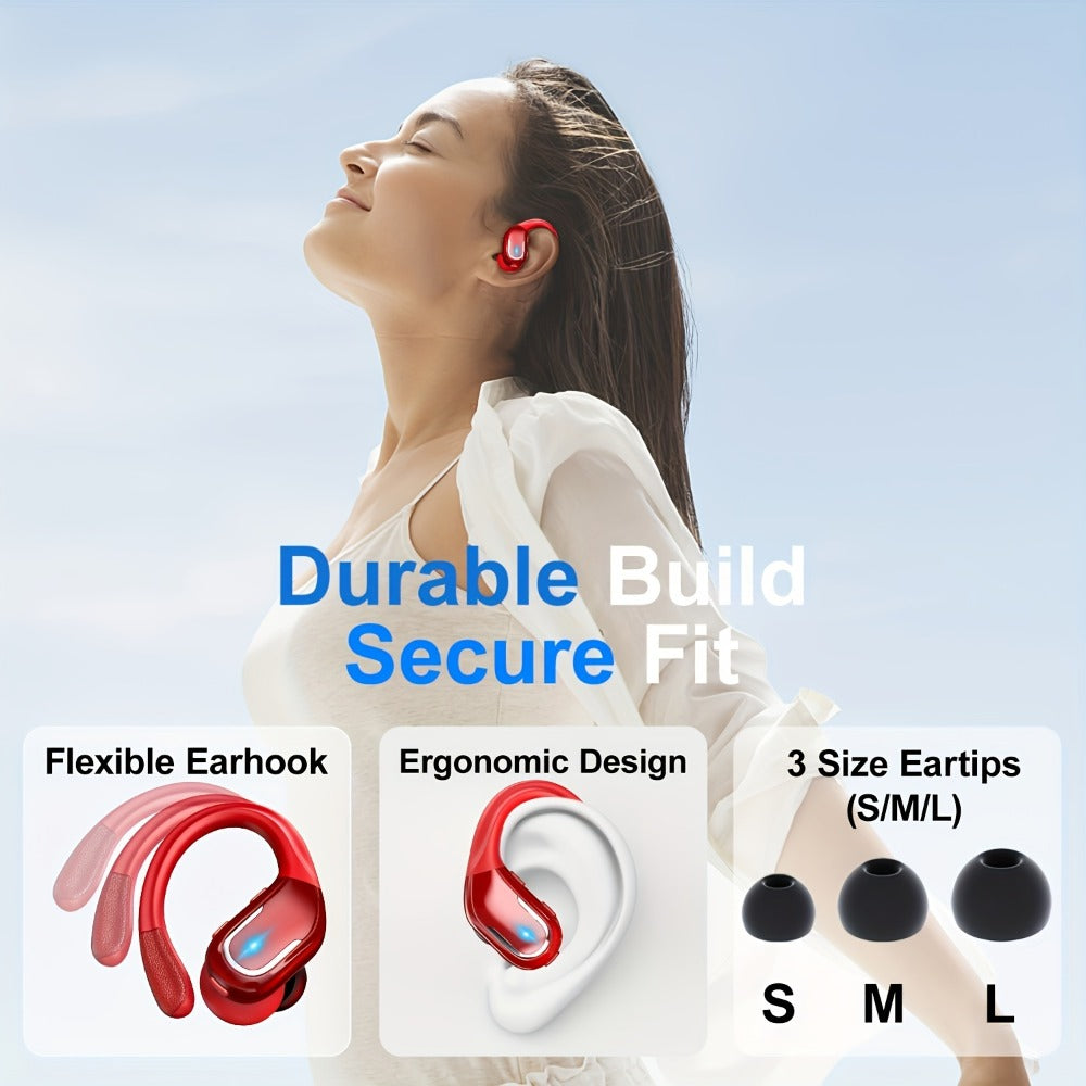 LIFEBEE Earhook Wireless Earbuds Dual LED Display ENC Noise Canceling Pure Bass for Bedside Audio, Alarms and Room Entertainment