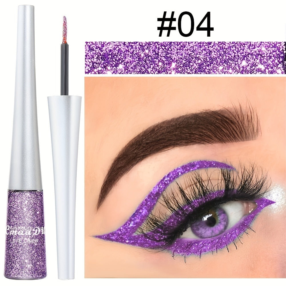 Glitter Liquid Eyeliner Set 16 Colors Waterproof Shimmer Metallic Eye Liner Pen Kit – Long-Lasting Smudge-Proof Sparkle Eye Makeup for Party
