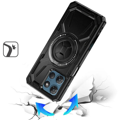 Phone Case Ring Stand Cover with Tempered Glass Protector for Moto G Power 5G 2025 in Five Colors