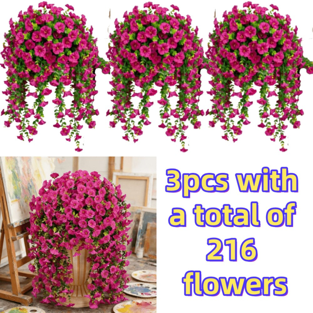 Artificial Rose Vine Hanging Garland 3pcs 216 Flowers – High-Density UV-Resistant Faux Rose Flower Vines with Realistic Roses & Foliage