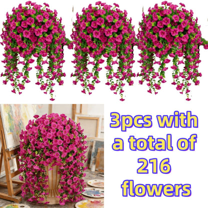 Artificial Rose Vine Hanging Garland 3pcs 216 Flowers – High-Density UV-Resistant Faux Rose Flower Vines with Realistic Roses & Foliage