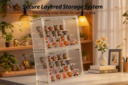 4-Tier Acrylic Figure Display Case with Magnetic Design – Clear Collector Showcase Box for Action Figures Dolls Funko Pop Anime Desktop
