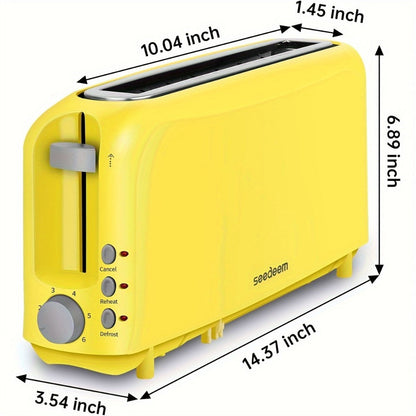 2 Slice Slim Toaster with 6 Shade Settings, Cancel Reheat Defrost Functions, Removable Crumb Tray – Compact 750W Bread Toaster for Kitchen