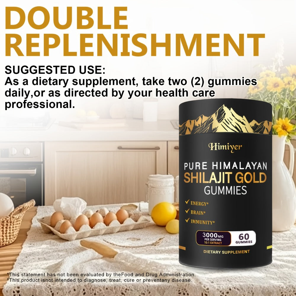 Himalayan Shilajit Golden Gummies with Panax Ginseng Ginger Tribulus 10:1 Extract for Bath Time, Home Spa and Personal Care