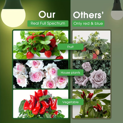 Grow Light Bulb A19 E26 Full Spectrum 9W 100W Equivalent | Natural White 4000K LED Plant Bulb for Indoor Plants Seed Starting | 2 4 6 12
