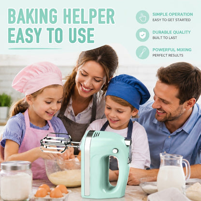 Electric Hand Mixer 5 Speed Turbo Boost - 5 Stainless Steel Accessories, Optional Storage Case, Handheld Mixer for Cookies