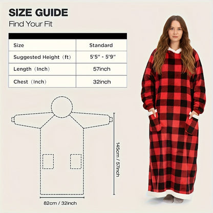 Oversized Wearable Blanket Hoodie Jacket – 350-400gsm Thick Warm Suede Flannel, Hooded Pocket Lazy Coat for Women & Men, 5 Colors