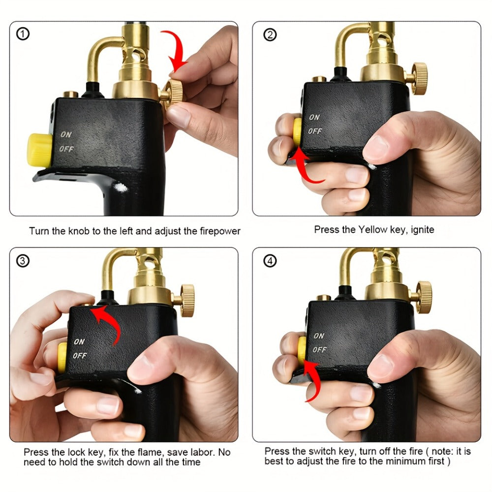 Trigger-Start Propane and MAPP Gas Torch Head with Flame Control, Lock Button and One-Piece Option