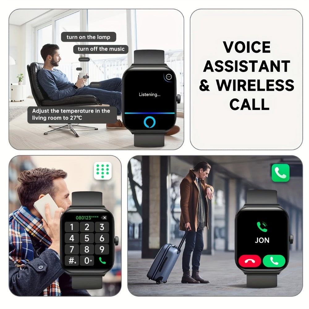 Smartwatch Couple's Set with Voice Assistant – Wireless Calling, Built-in Speaker, Music Control, Fitness Tracker – Matching His