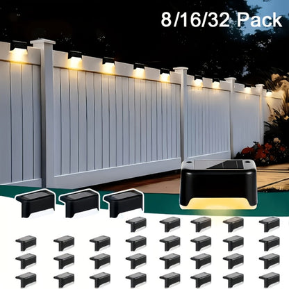 Solar LED Deck and Step Light Set in 8-, 16- or 32-Piece Packs with Black, White or Brown Shells
