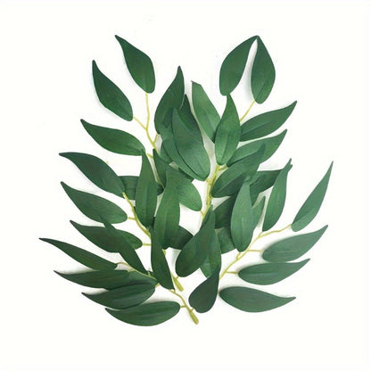 Artificial Ivy Leaves 100pcs Real Touch Faux Greenery Bulk, Realistic Plastic Willow Leaf for Wedding Home Decor DIY Wreaths Party Outdoor