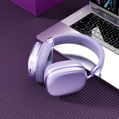 Foldable Over-Ear Wireless Headphones with Cushioned Earcups, Padded Headband and Black or Purple Finish