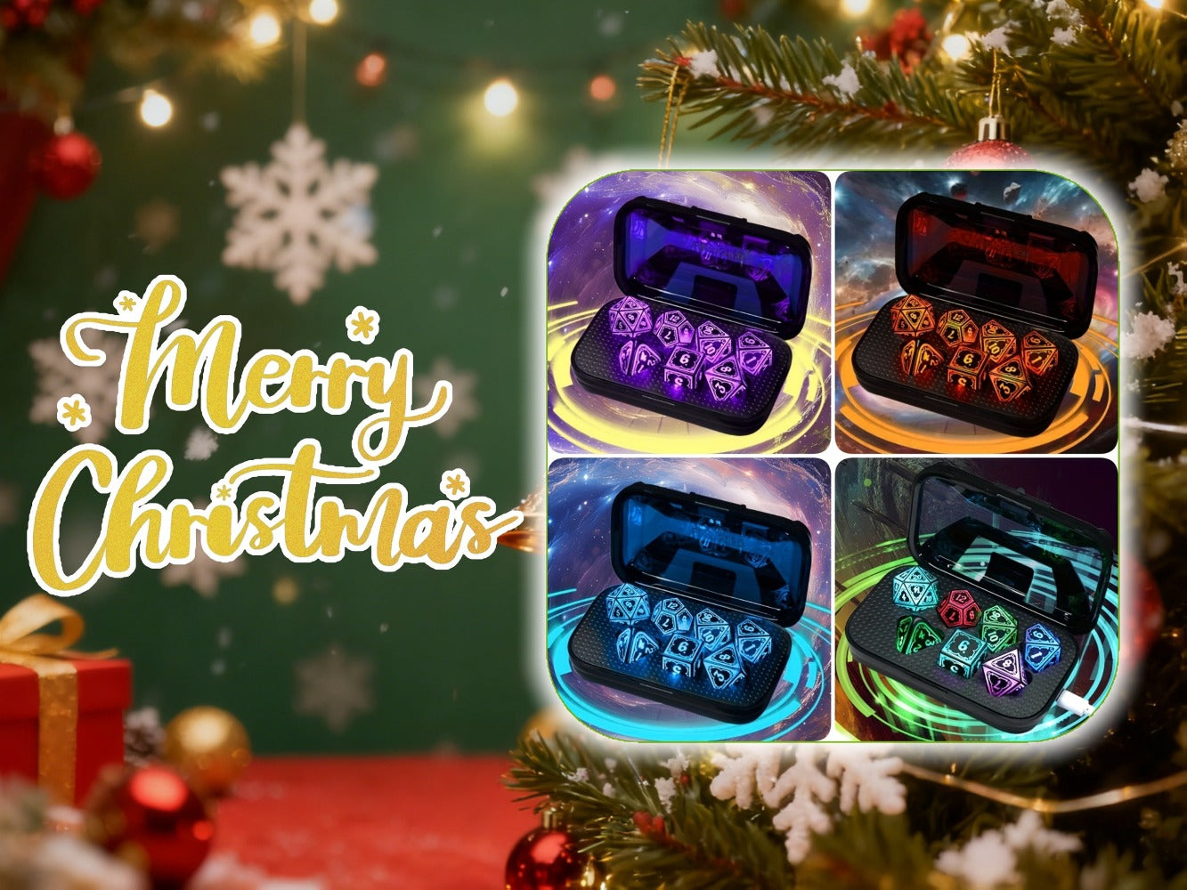 Glowing DnD Dice Set with Wireless Rechargeable Charging Case with the Listed Color, Size or Set Options for Everyday Use