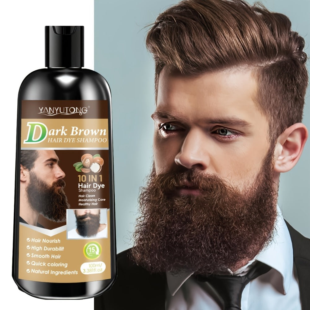 Color Shampoo for Beard & Hair, Natural Plant Dye Formula, Ammonia-Free Quick Gray Coverage