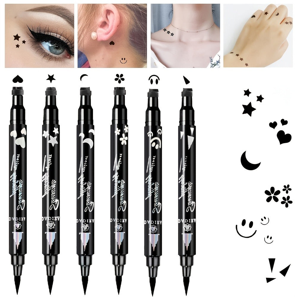 Waterproof Eyeliner Pen Set 6pcs Double-Ended Liquid Eyeliner Kit, Smudge-Proof, Oil-Proof, Precision Eye Liner Pencil for Women