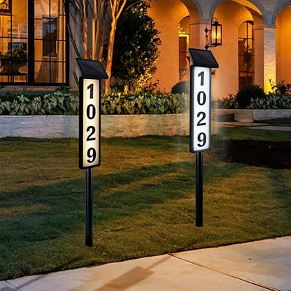 Solar Column Sign Light LED Address Sign Light Outdoor - Dusk to Dawn Solar Powered Post Light for Home Driveway Gate Lawn Floor Yard