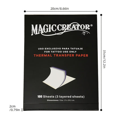 Tattoo Transfer Paper 100 Sheets 4-Layer Thermal Stencil, Sharp Precise Design Transfer, Hand Drawing &