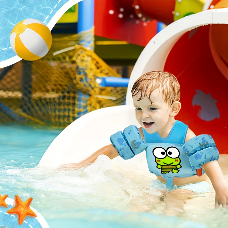 Kids Swim Vest Toddler Swimming Floatie Jacket with Adjustable Straps – Sanrio Keroppi Design, Nylon Material