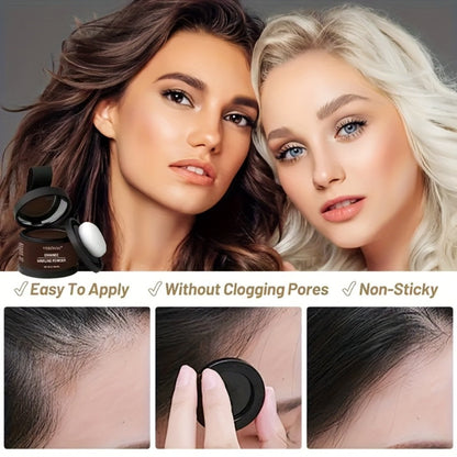 Hair Root Concealer Powder with Brush - Instantly Covers Gray Roots & Thinning Hairline, Plant-Based Keratin Formula