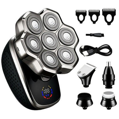 Electric Shaver 5-in-1 Bald-Head Grooming Tool with 7D or 9D Floating Heads and Magnetic Blade Options