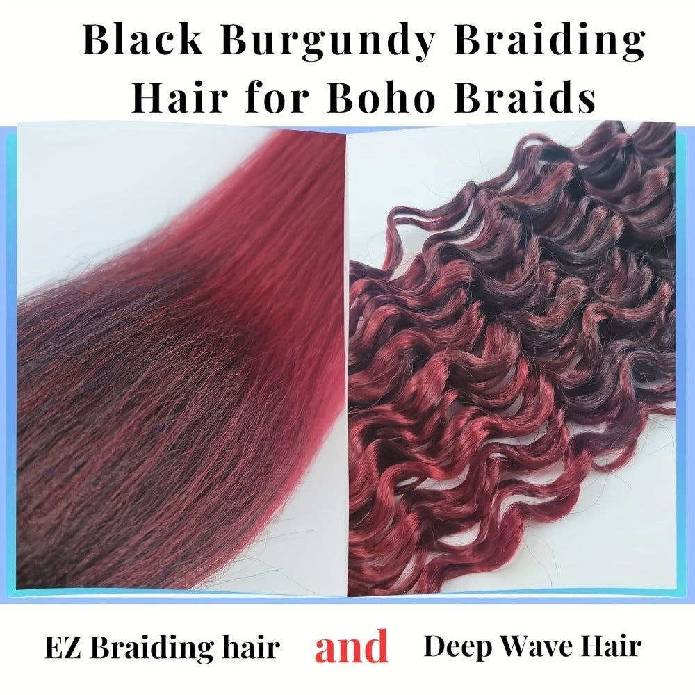 Braiding Hair Pre-Stretched 6 Packs 26 & 32 Inch Deep Curly Crochet Hair Synthetic Ombre Extensions for Box Braids Twist Braids Knotless