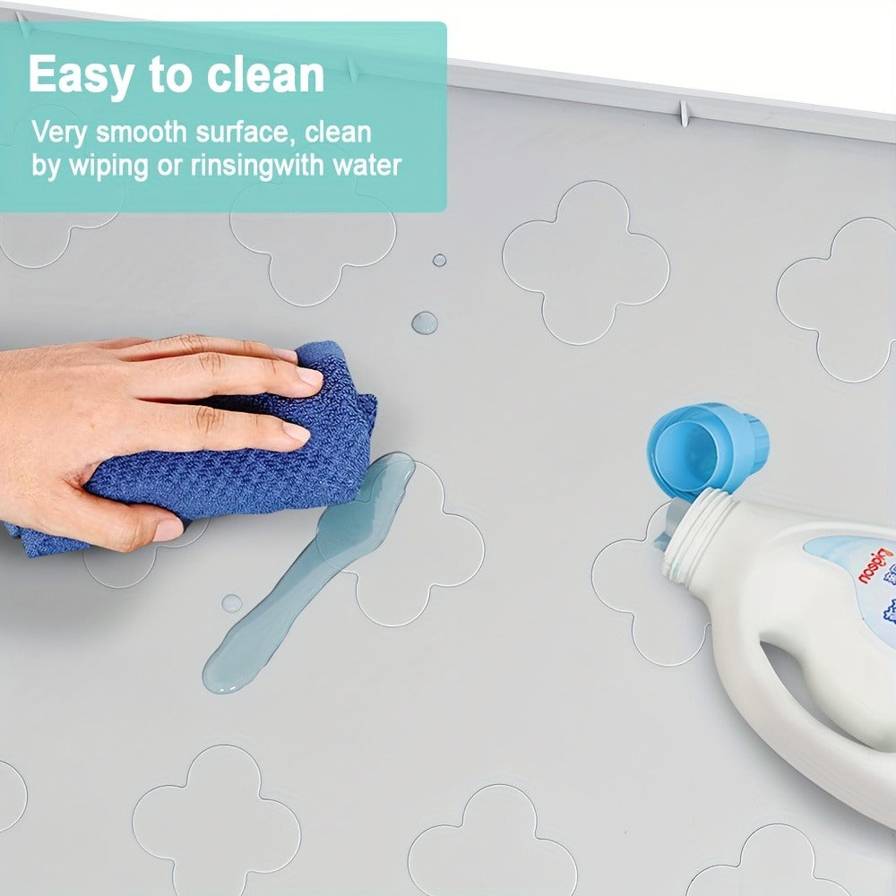 Under Sink Mat Silicone 34" x 22" Undersink Drip Tray Liner for Kitchen Bathroom Cabinet, Holds 2 Gallons