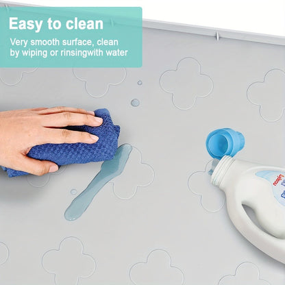 Under Sink Mat Silicone 34" x 22" Undersink Drip Tray Liner for Kitchen Bathroom Cabinet, Holds 2 Gallons