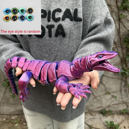 Giant Lizard Figurine 21 Inch 3D Printed – Realistic Reptile Animal Model Openable Mouth Easy 3-Part Assembly 7 Color Styles