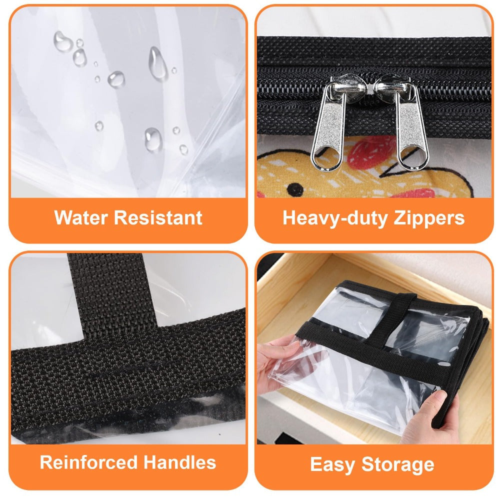 6 Pack Clear Storage Bags with Zippers – Under Bed & Closet Organizer Containers for Comforter Blanket Bedding Duvet PVC 15.85gal