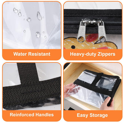 6 Pack Clear Storage Bags with Zippers – Under Bed & Closet Organizer Containers for Comforter Blanket Bedding Duvet PVC 15.85gal