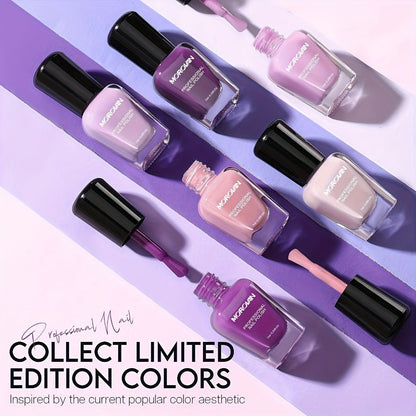 Nail Polish Set 6 Colors Quick Dry Long-Lasting – Hot Pink, Rose Red, Lilac Purple, Nude Pink, Lavender & Violet High Gloss 0.25oz