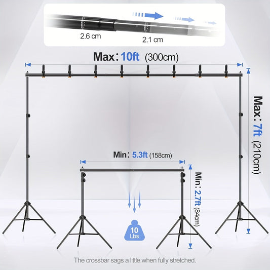 Balloon Projector Backdrop Stand 10x7Ft Adjustable with Carrying Bag, Background Support System for Photography, Events, Weddings