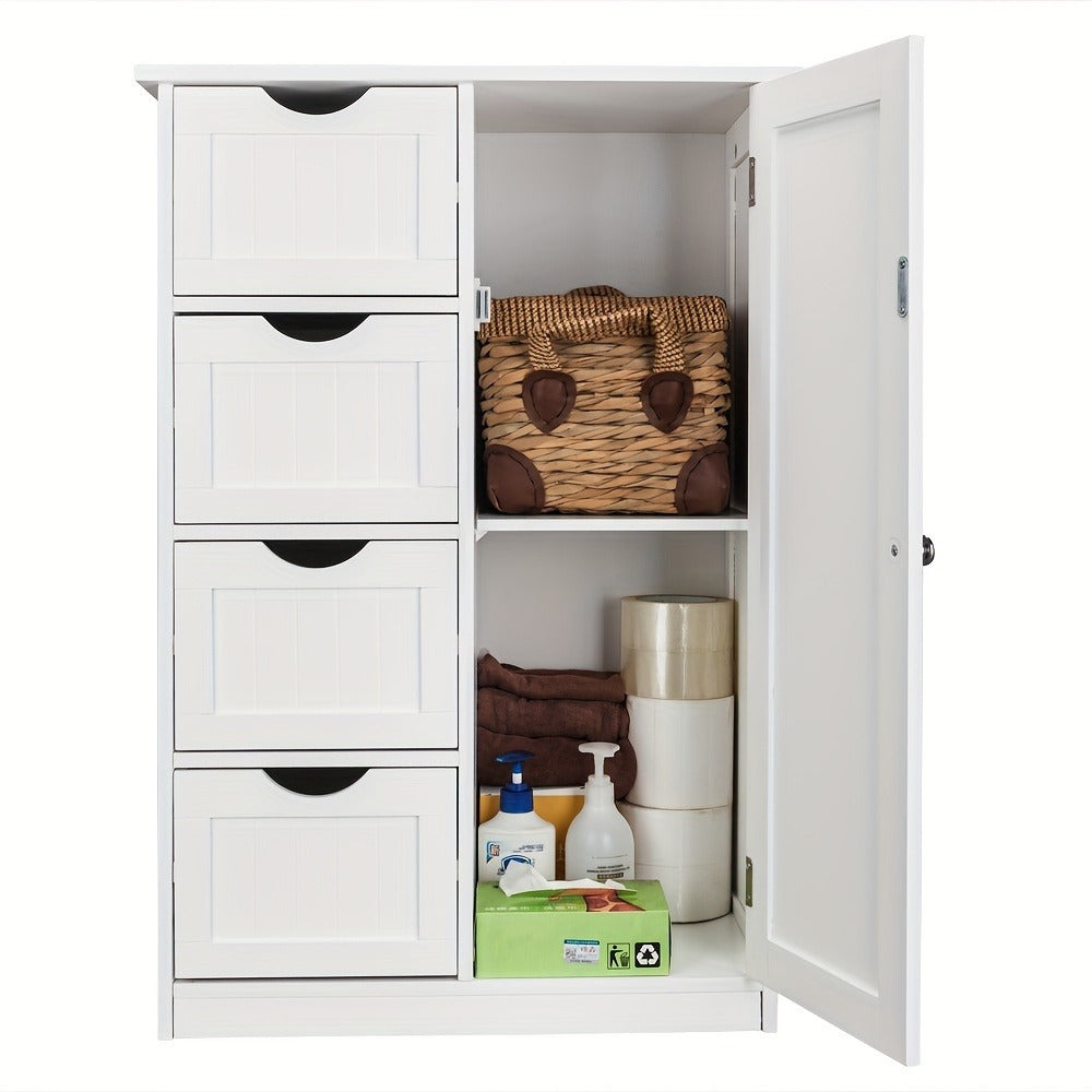 Bathroom Storage Cabinet with Drawers – Waterproof Freestanding Floor Cabinet with 4 Drawer Organizer for Bathroom, Bedroom, Living Room