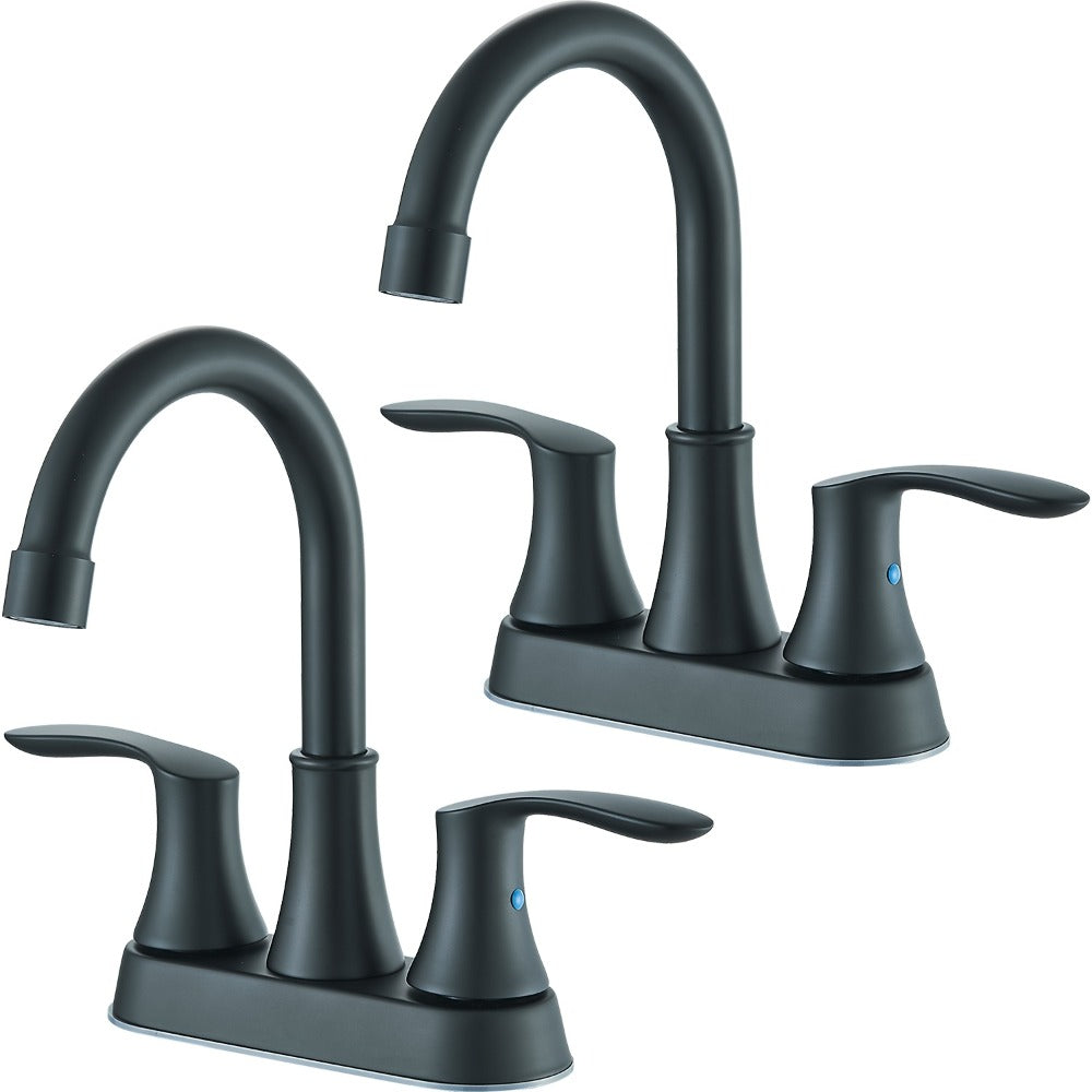 Centerset Bathroom Faucet 2 Handle 4 Inch – Dual Handle Vanity Sink Faucet with Pop-Up Drain & Supply Lines