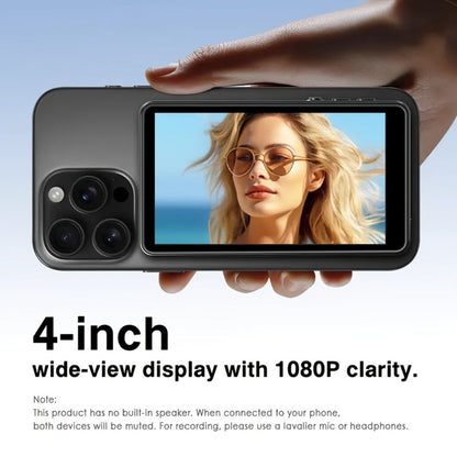 Magnetic Selfie Monitor Screen for Vlogging & Live Streaming, Rear-Facing Main Camera Display for iPhone & Android