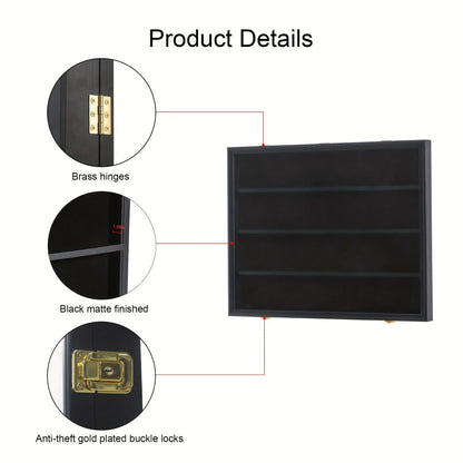 Sports Card Display Case 36 Slots Lockable Wall Frame – UV Protection Acrylic | Baseball Basketball Football Hockey Trading Cards | Black
