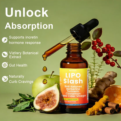 Lipo Slash 16-in-1 Weight Loss Liquid Drops for Women & Men with BHB Ketones Berberine Turmeric Apple Cider Vinegar Probiotics Cinnamon