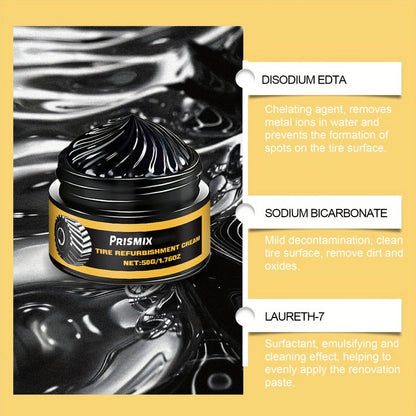 Tire Polishing Paste 2pcs with Sponge – Beeswax Formula Tire Shine & Retreading Paste, Rust Removal, Anti-Fouling, Lasting Black Gloss