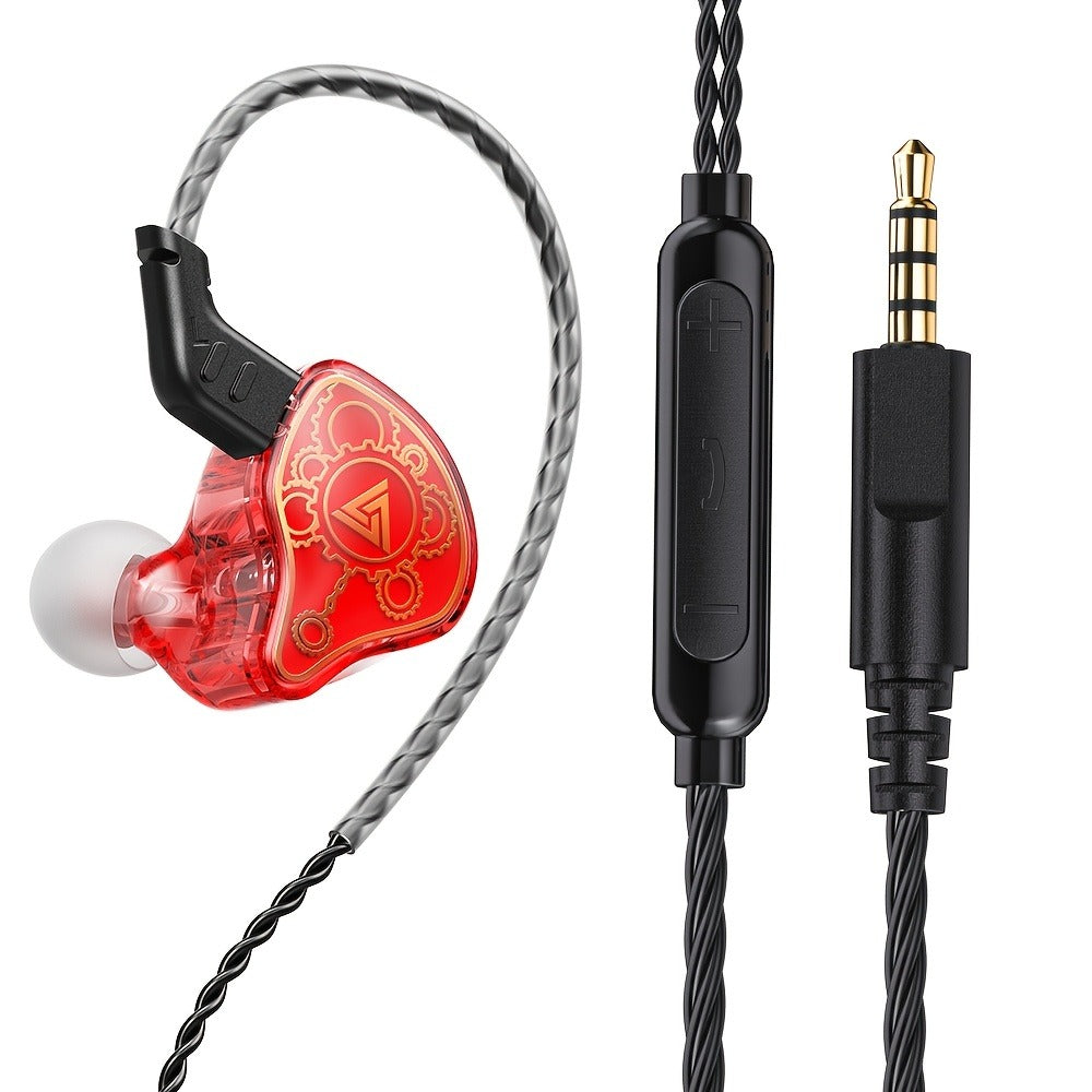 QKZ Hi7T Transparent Dynamic Resin Wired Earphones DJ Monitor HiFi Stereo Heavy Bass for Bedside Audio, Alarms and Room Entertainment